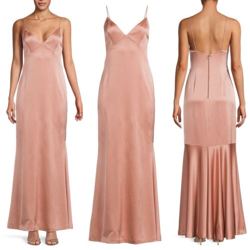 Alice + Olivia Dusty Rose Satin Maxi Slip Dress - Picture 2 of 12